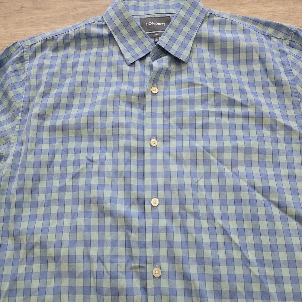Bonobos Button Shirt Mens XL Slim Fit Blue Long Sleeve - Picture 4 of 9